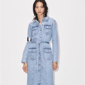 ZARA denim pockets and belt dress